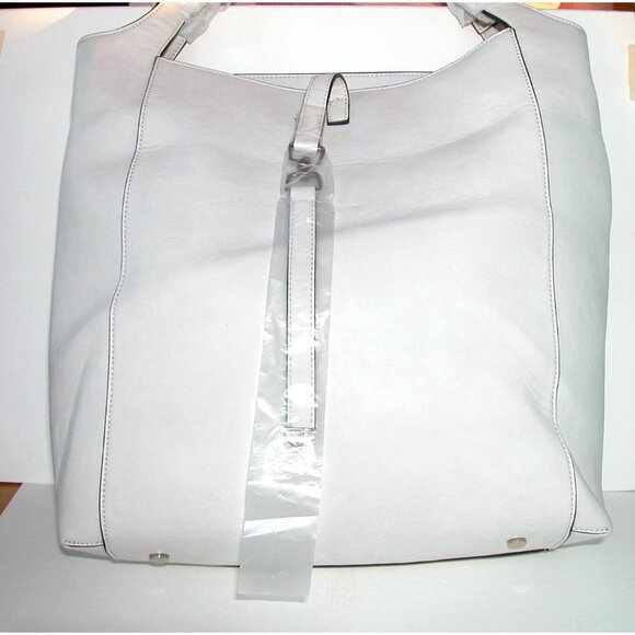 Sole Society Large White Leather Tote Bag With Studded Accents & Animal Print In - Picture 2 of 4